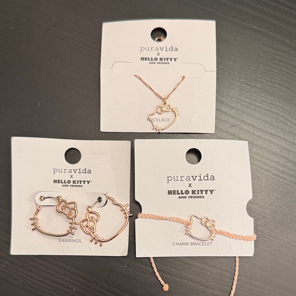 Pura Vida x Hello Kitty Pink and Gold Jewelry Set